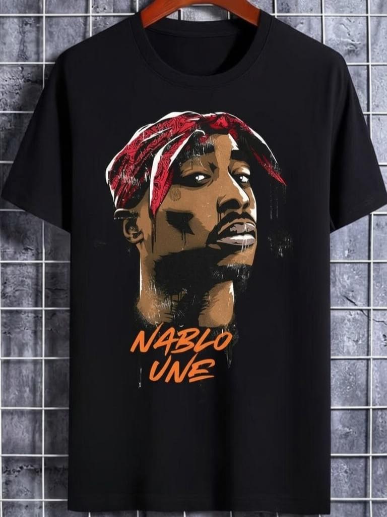 Tupac Shakur "Nablo Une" Hip-Hop Tribute Graphic T-Shirt - Black