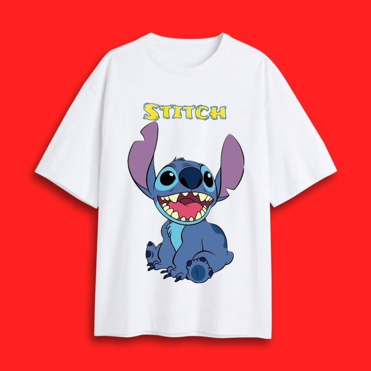 Oversized Disney Stitch Graphic T-Shirt - White